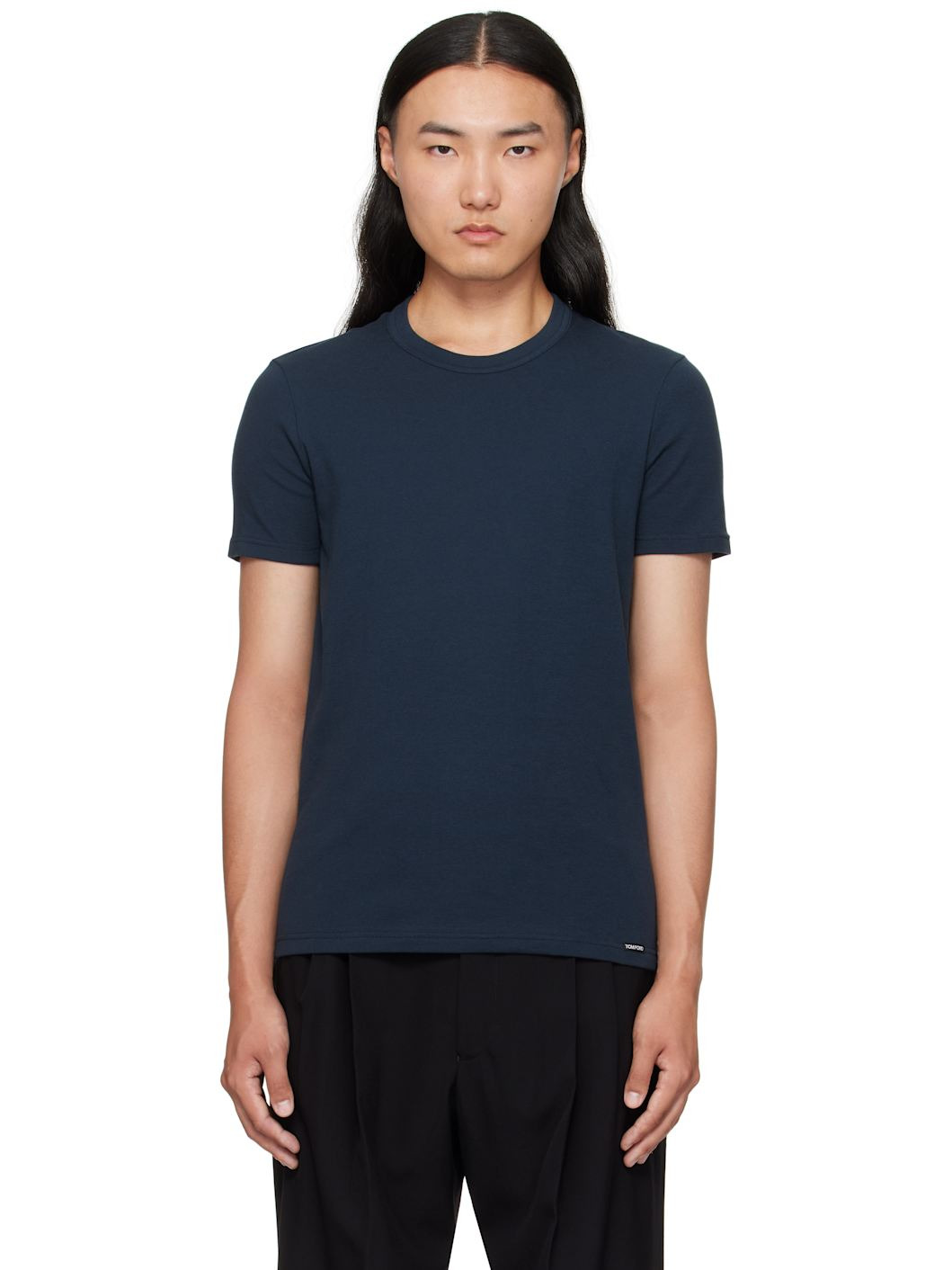 Navy Cotton Crewneck T-shirt - 1