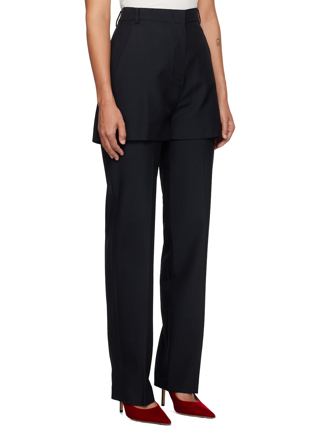 Navy Shorts Layered Trousers - 2
