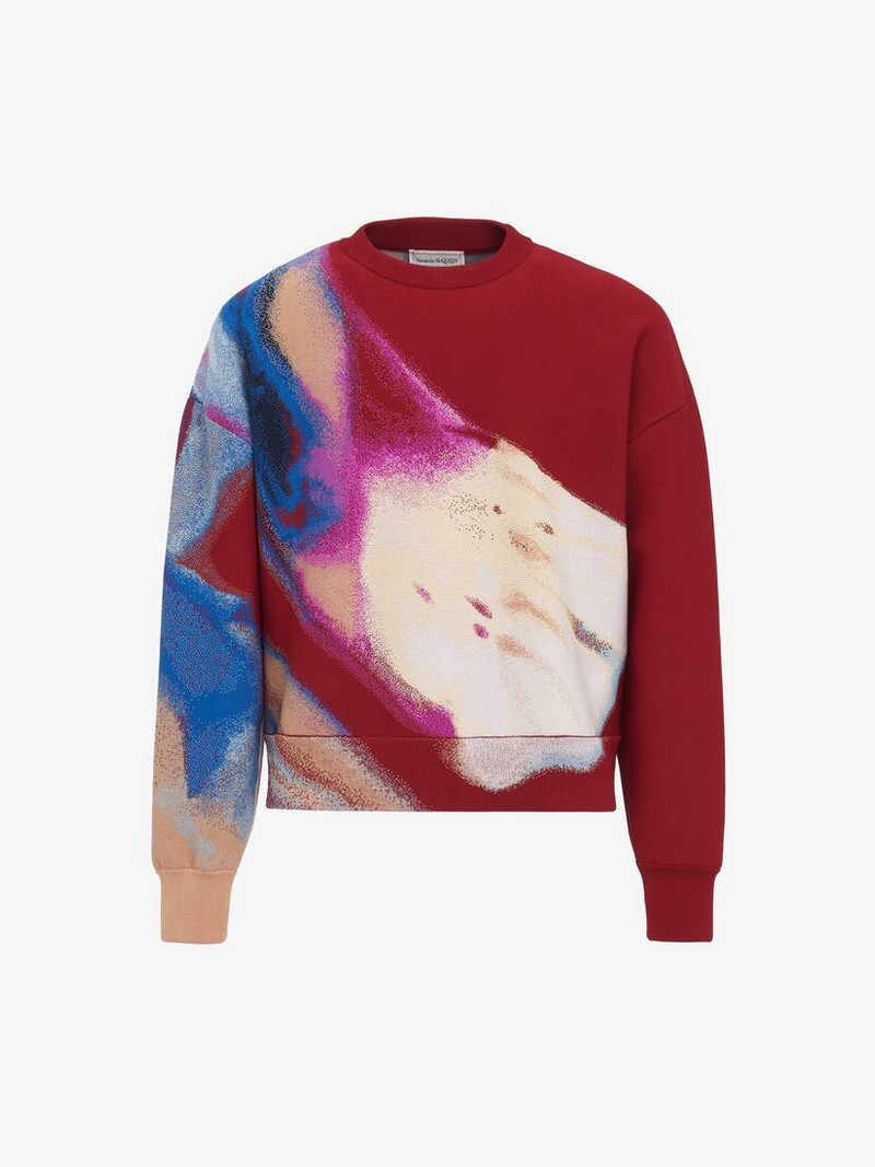 Men's Luminous Flower Jacquard Sweatshirt in Garnet/multicolor - 1