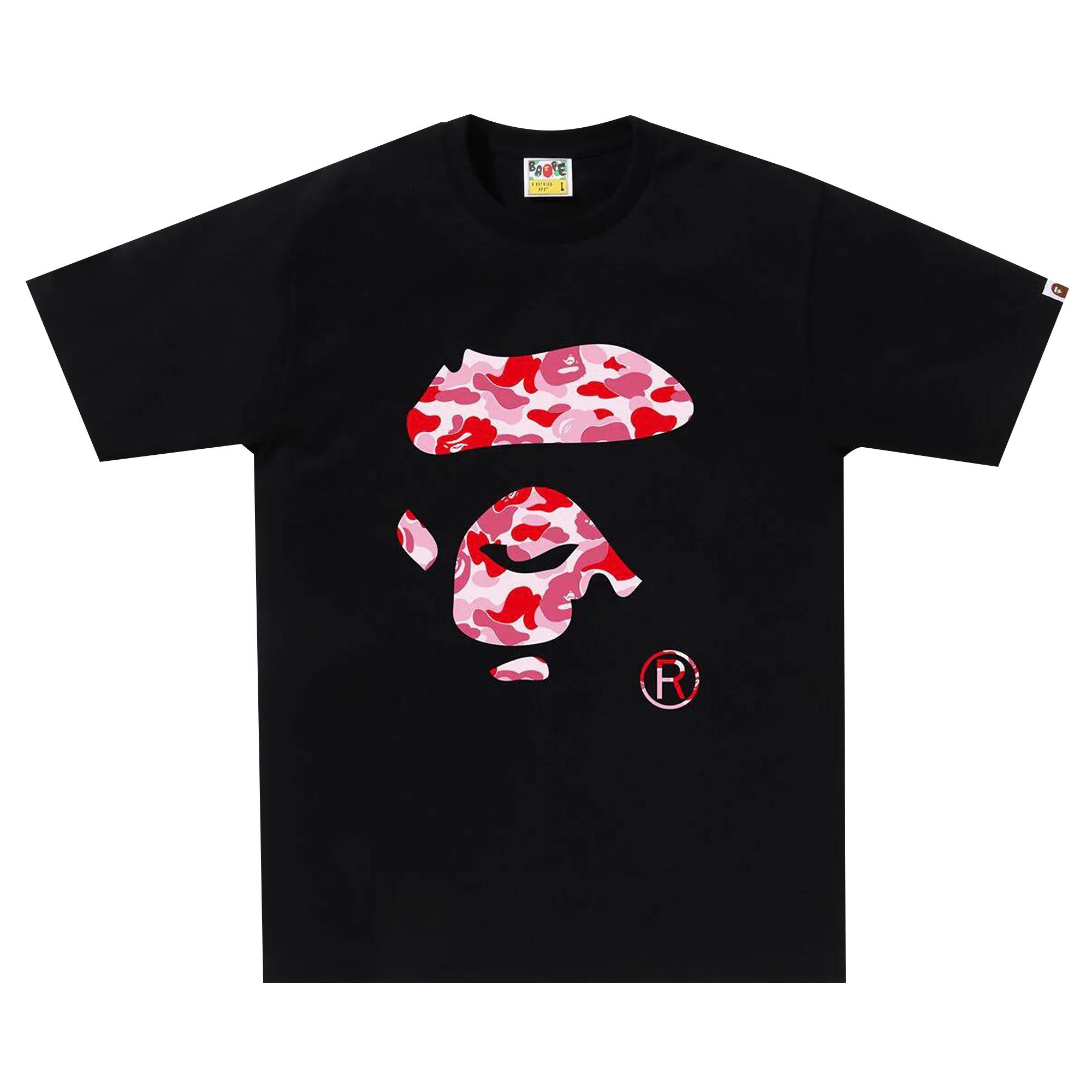 BAPE ABC Camo Ape Face Tee 'Black/Pink' - 1