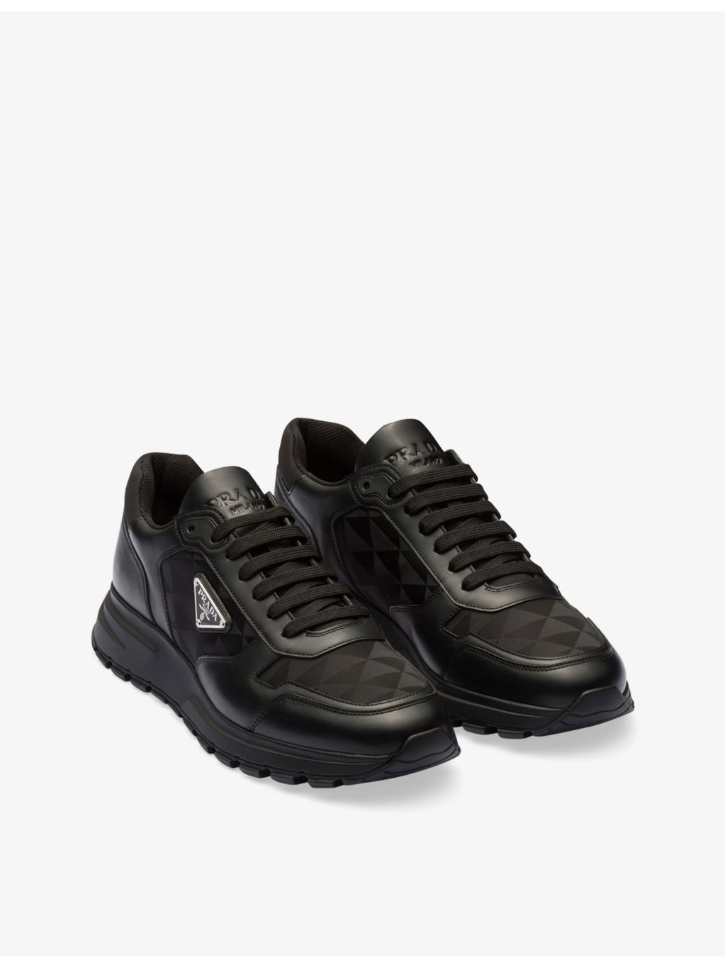 Re-Nylon brand-plaque leather and recycled-nylon high-top trainers - 4