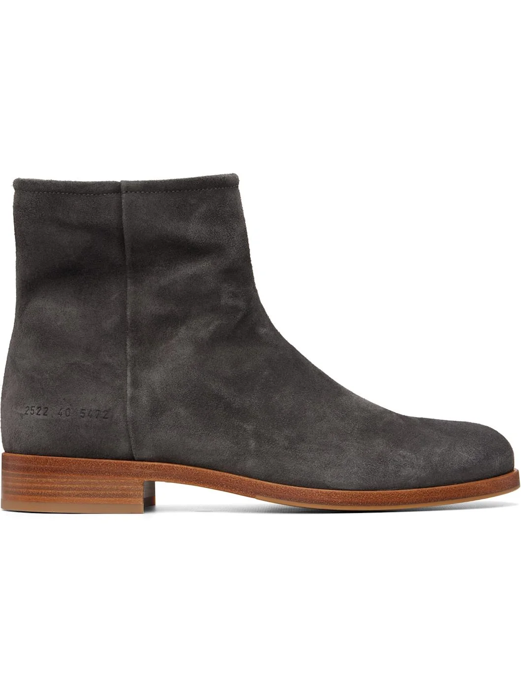 Gray Zipper Suede Boots - 1