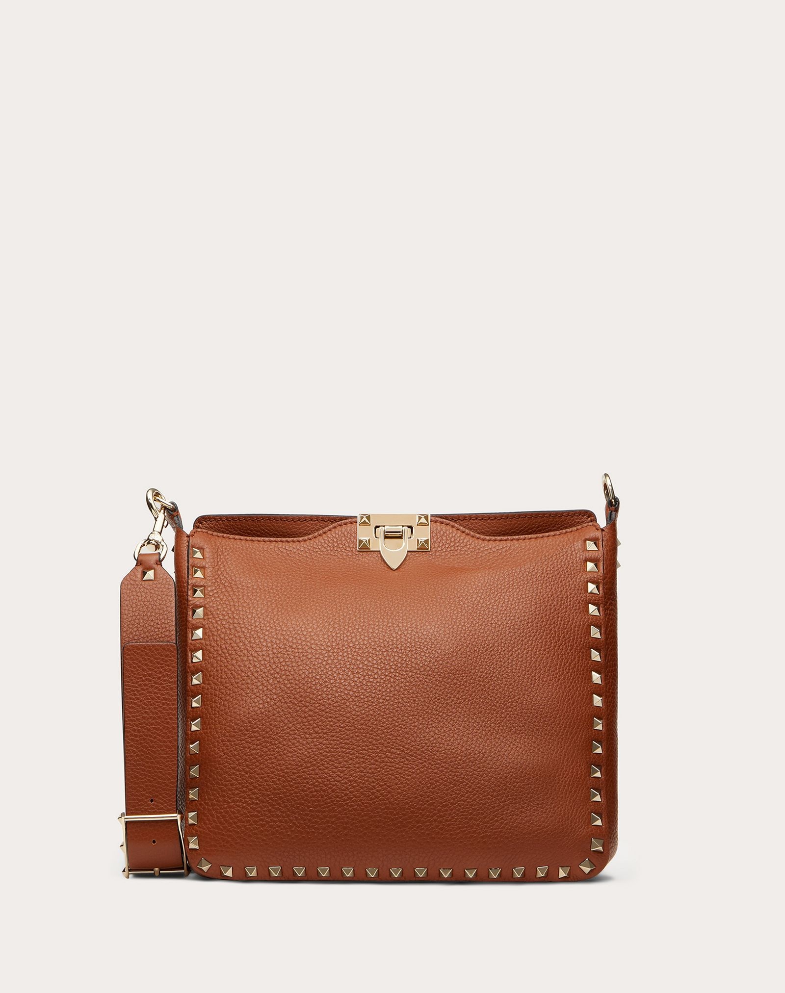 Small Rockstud Grainy Leather Hobo Bag - 1