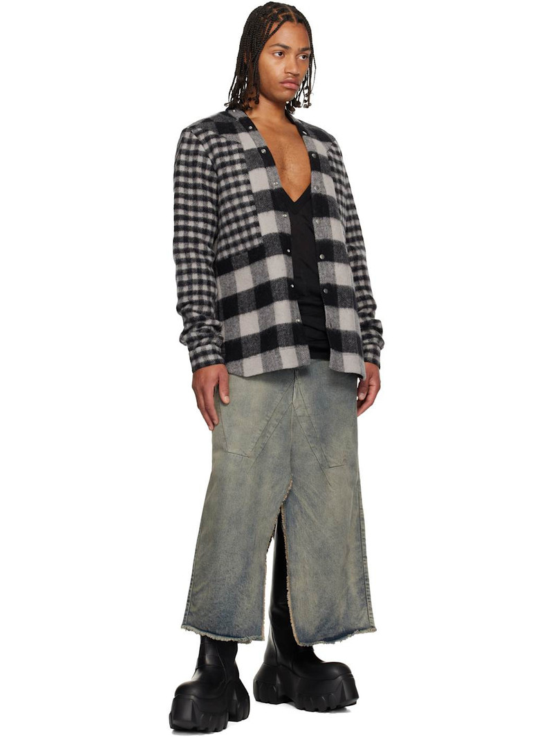Rick Owens Blue Concordians Slivered Denim Maxi Skirt outlook