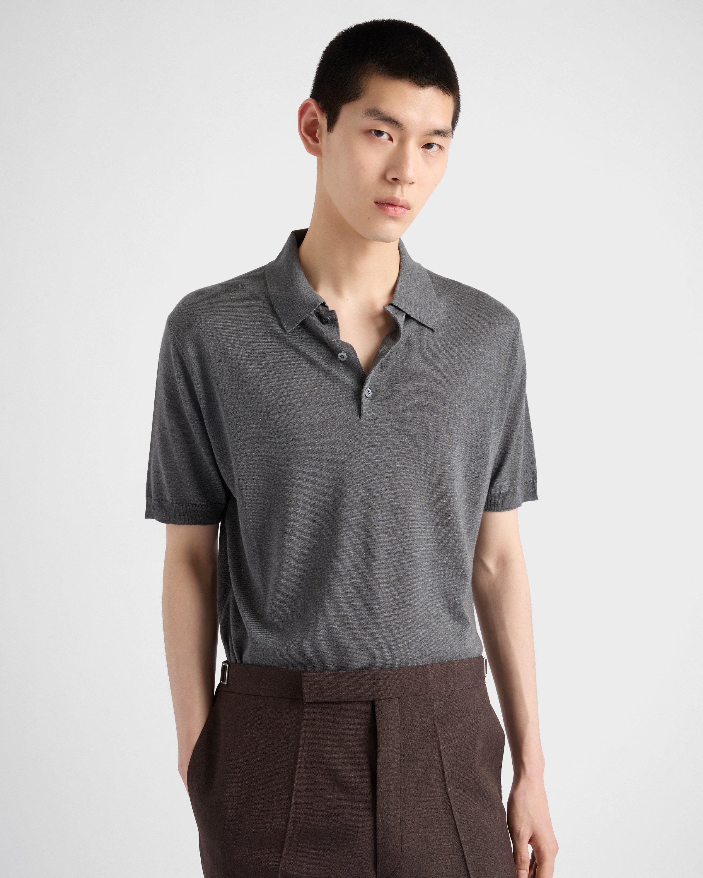 Cashmere and silk polo shirt - 4