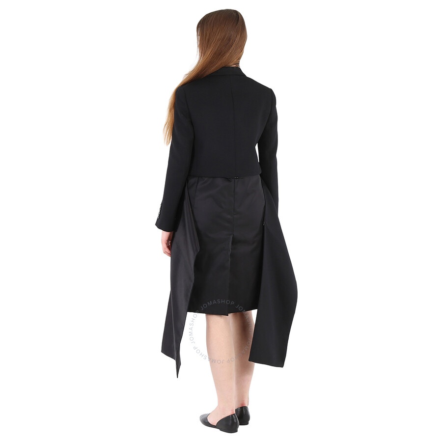 Burberry Ladies Black Wadded Detachable-Warmer Wool Tailored Jacket - 2