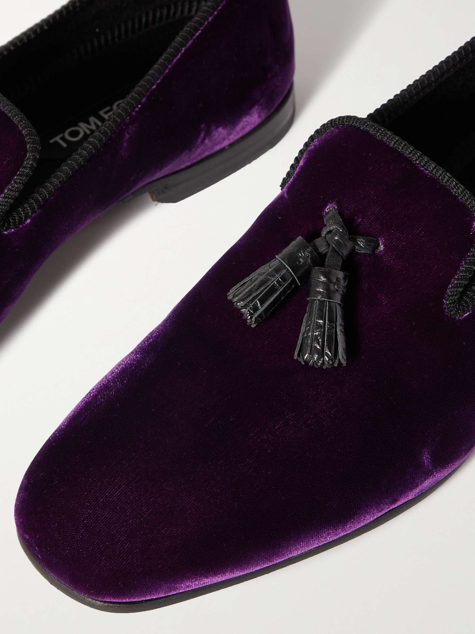 William Tasselled Leather-Trimmed Velvet Loafers - 6