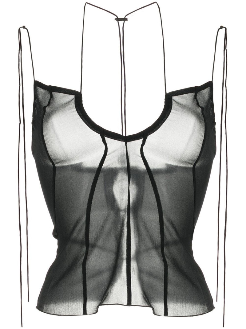 U-plunging stretch-silk top 1