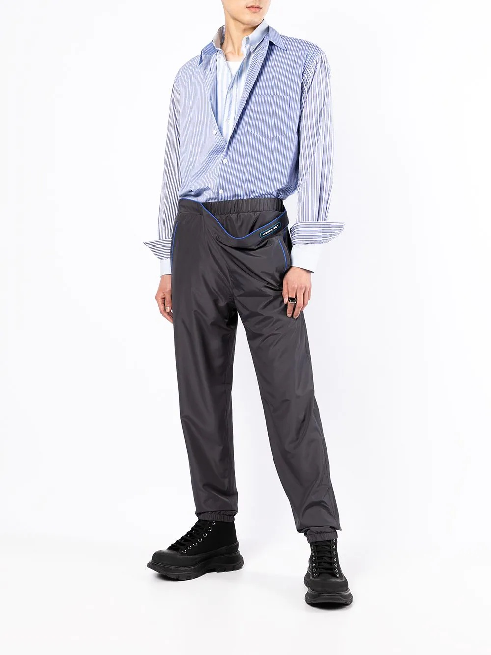 slim-fit layered trousers - 2