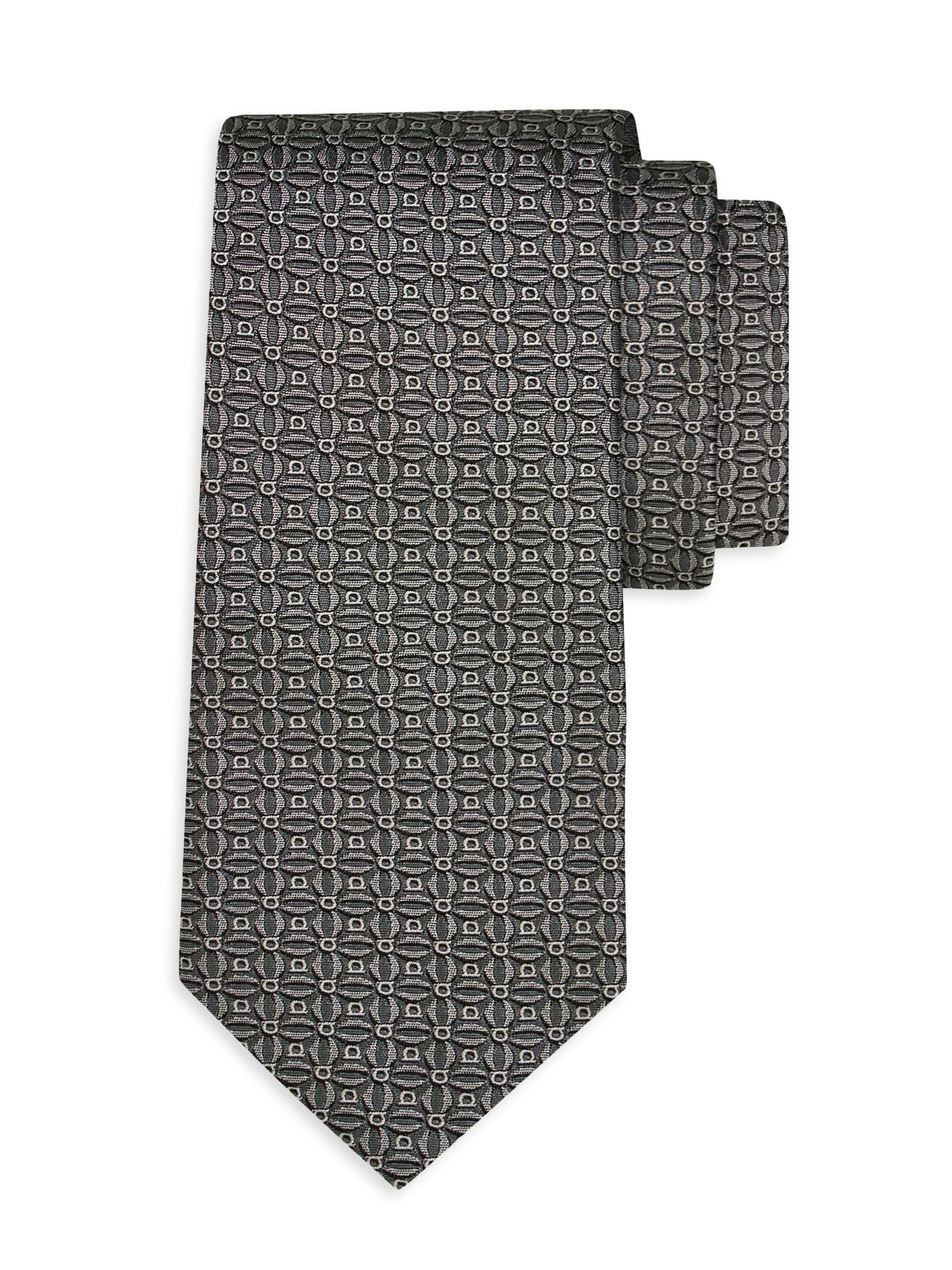 Men's Aosta Gancio Woven Silk Tie - Grigio Nero - 1