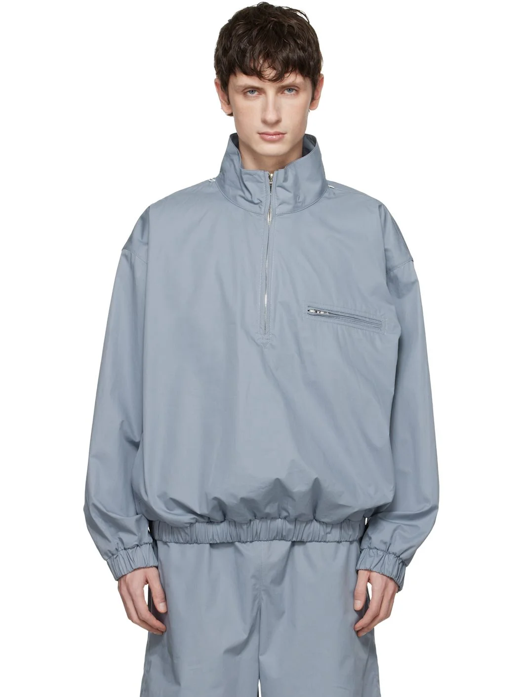 Blue Cotton Windbreaker Jacket - 1