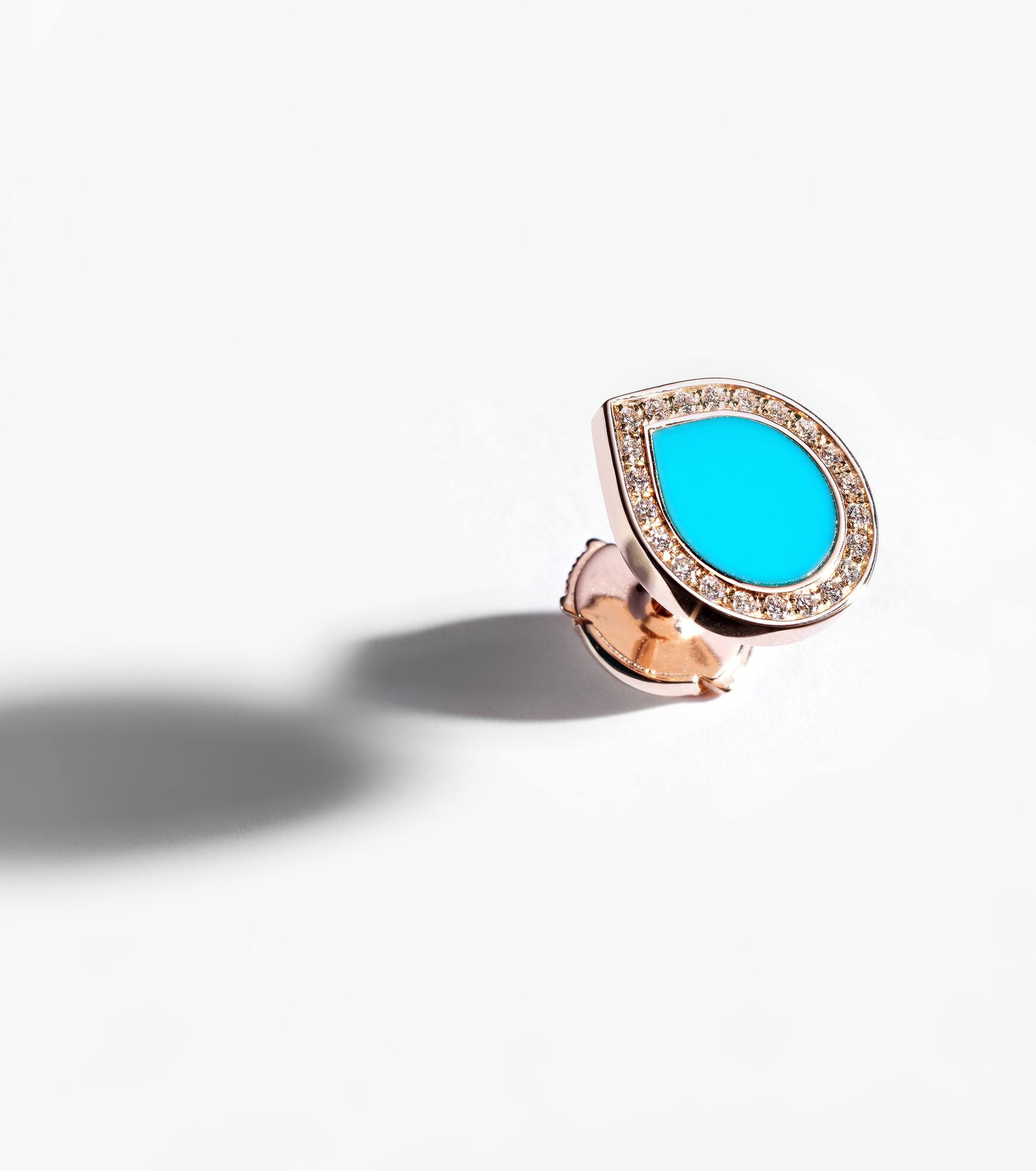 Antifer 18kt rose gold single earring with turquoise and diamonds - 5