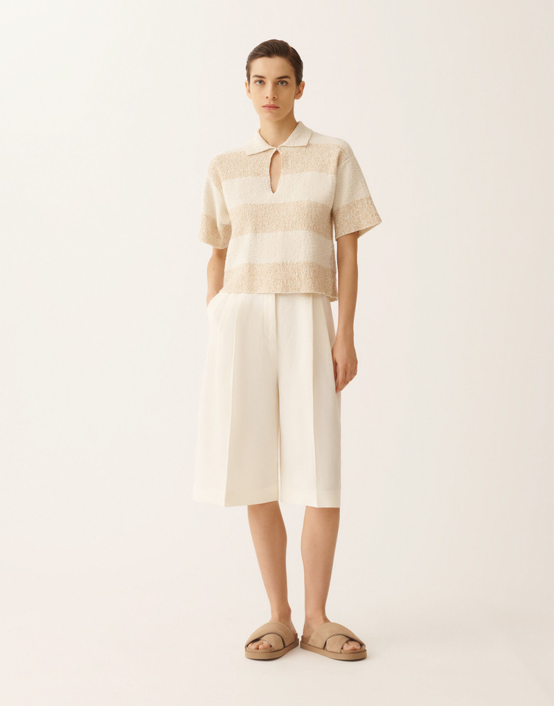 Boxy shirt in striped cotton tweed with sequins 3