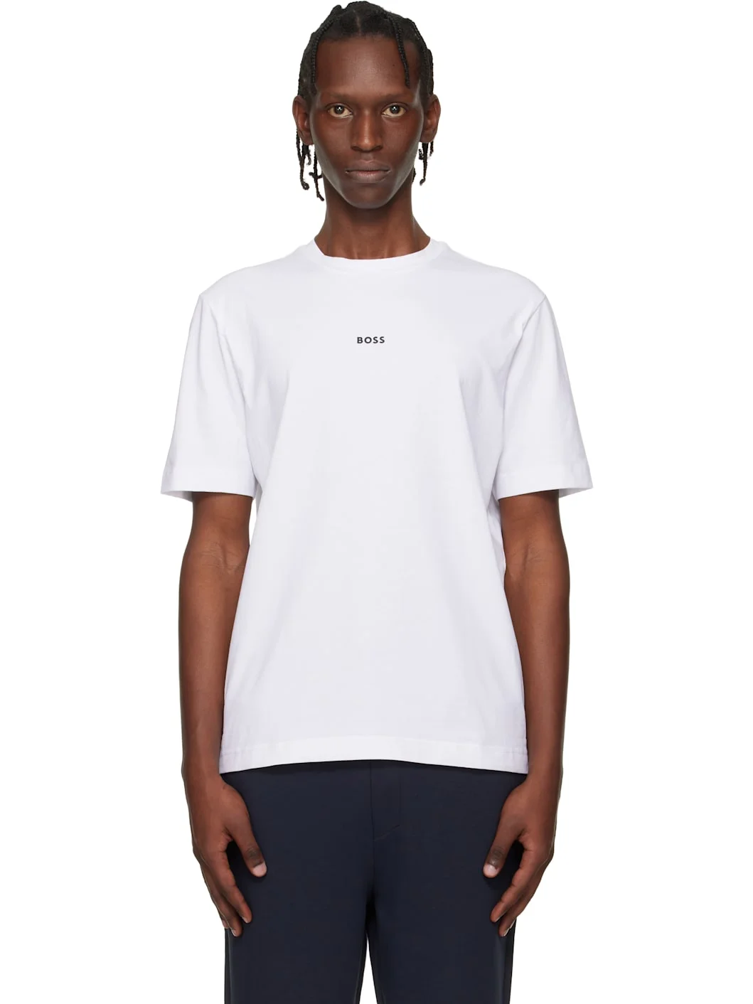 White Contrast Logo Stretch-Cotton T-shirt - 1