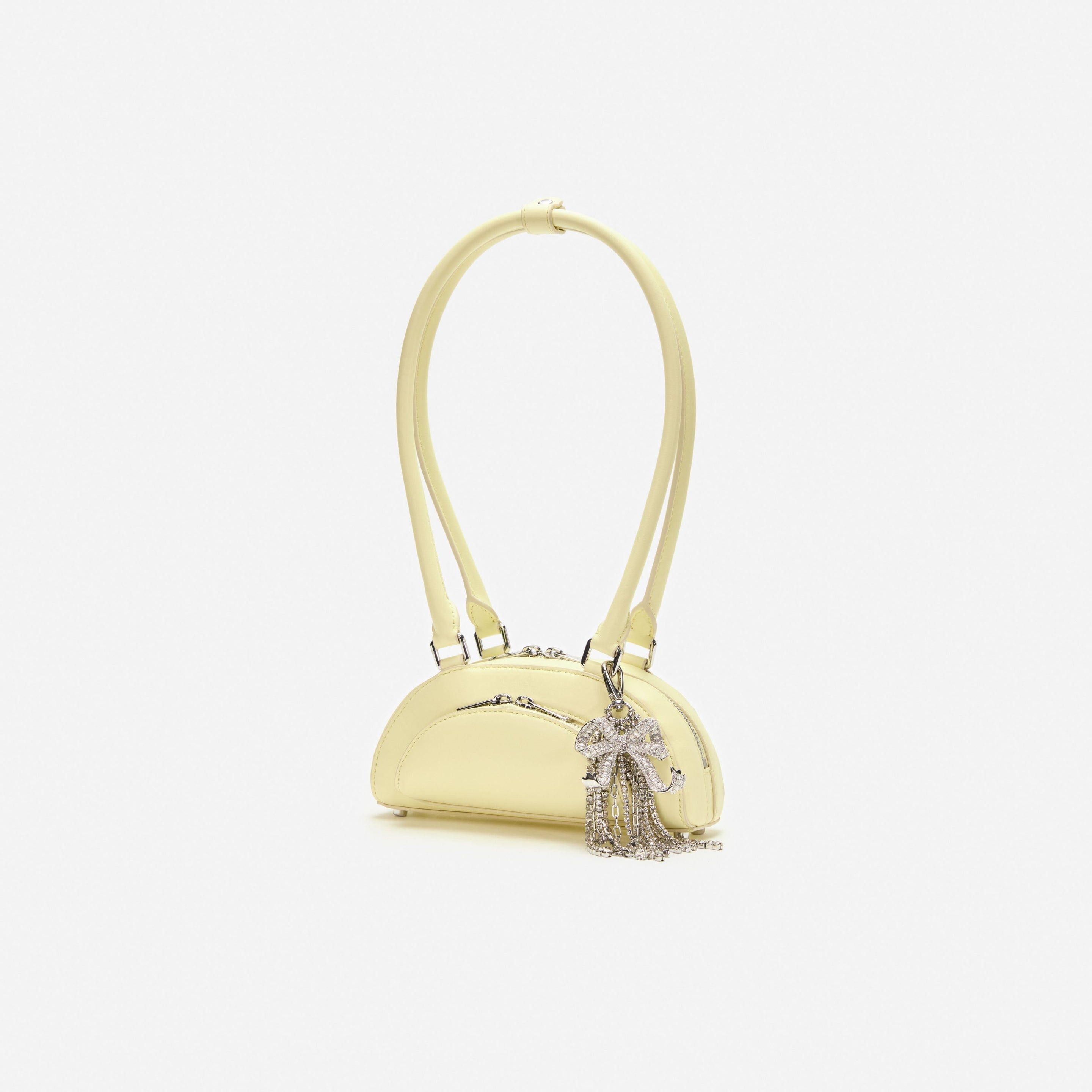 Yellow Leather Mini Shoulder Bag With Charm - 2