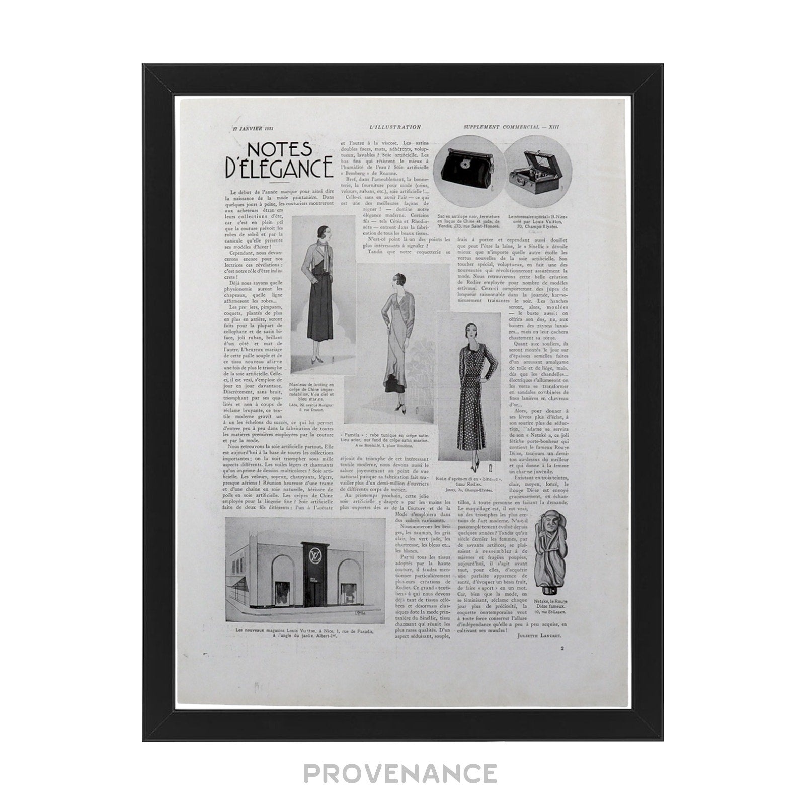 Louis Vuitton Antique Newsprint Ad - NOTES D'ELEGANCE ii - 1