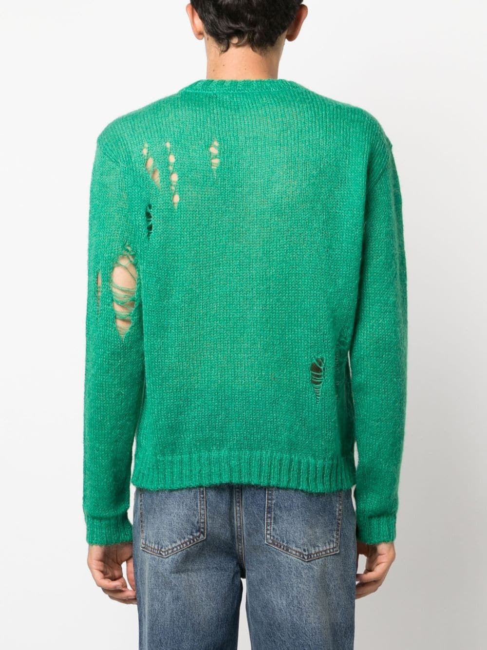 logo-embroidered distressed-finish jumper - 4