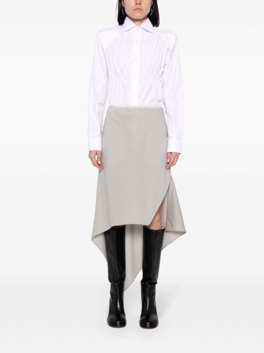 asymmetric wool midi skirt - 2