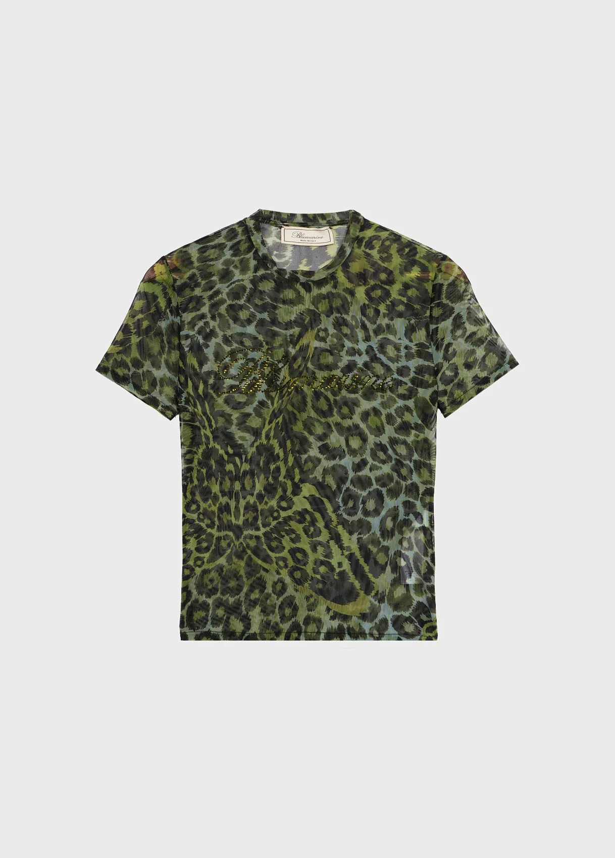 TULLE PRINTED T-SHIRT WITH BLUMARINE RHINESTONE EMBROIDERY - 1