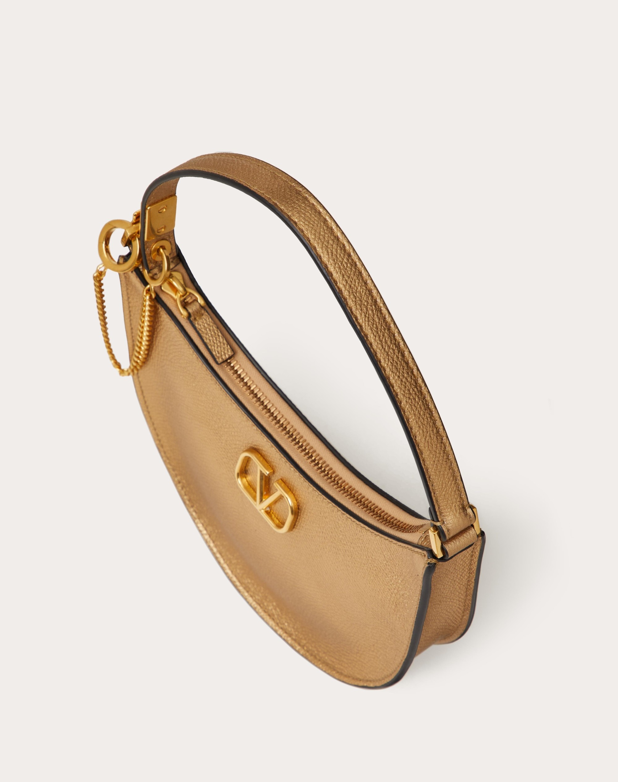 VLOGO SIGNATURE MINI HOBO BAG IN METALLIC GRAINY CALFSKIN - 6