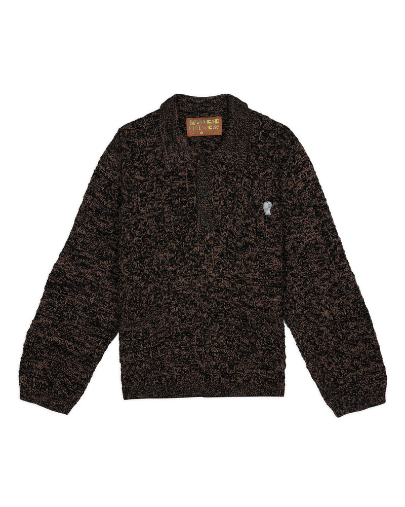 Waffle Pullover Sweater - Charcoal 1