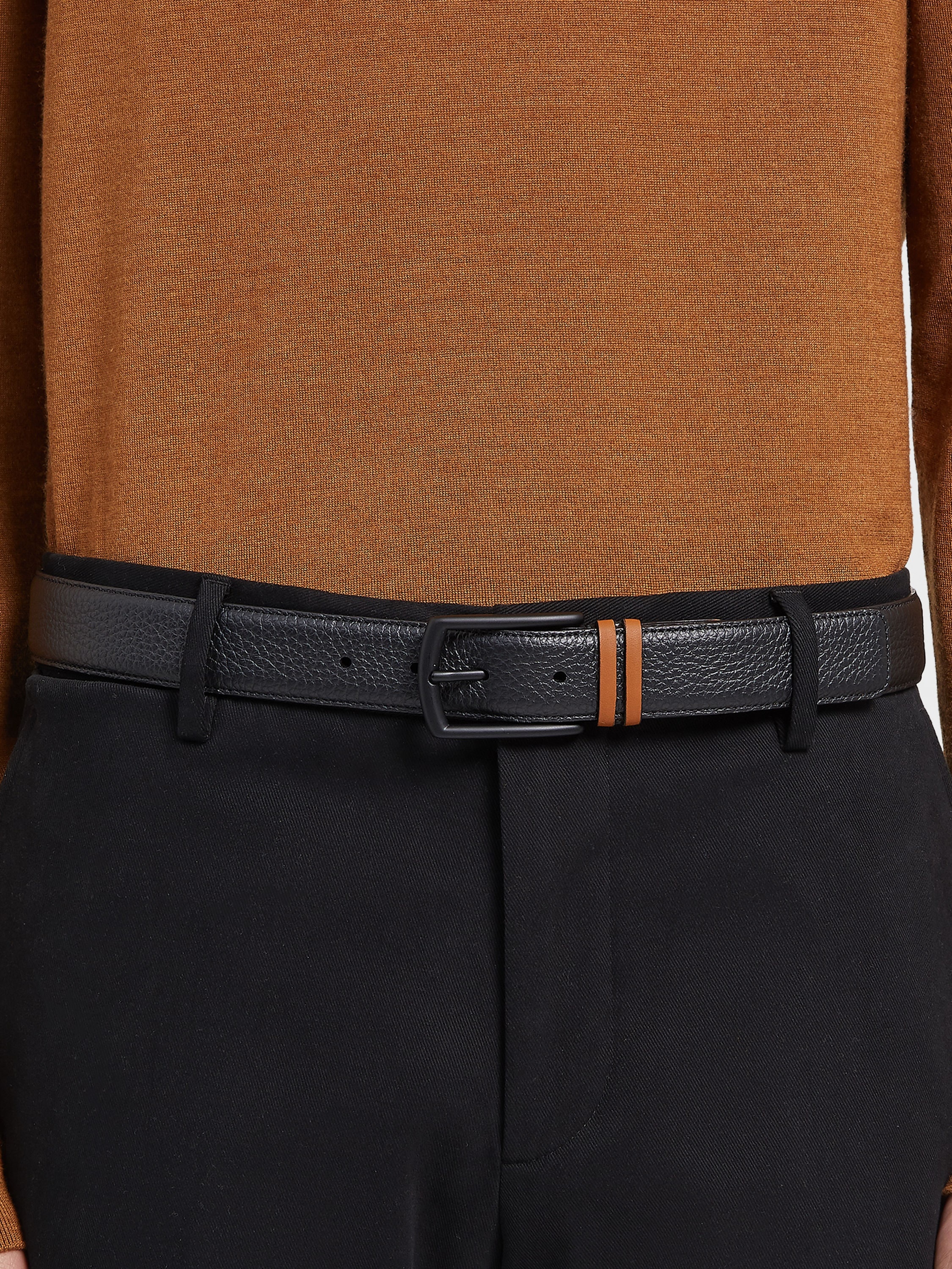 BLACK LEATHER BELT - 3