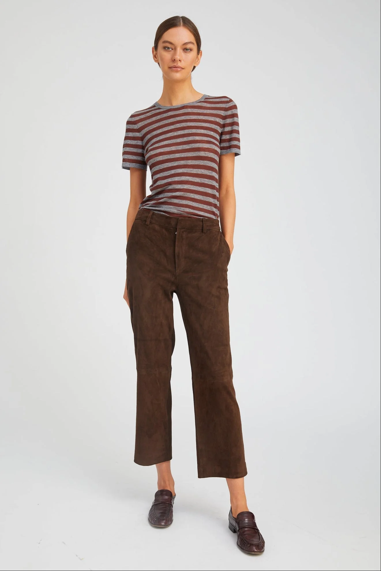 AMERICANO SUEDE CROPPED TROUSERS - 1
