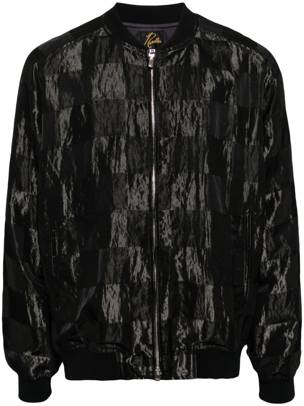 plaid-check bomber jacket - 1