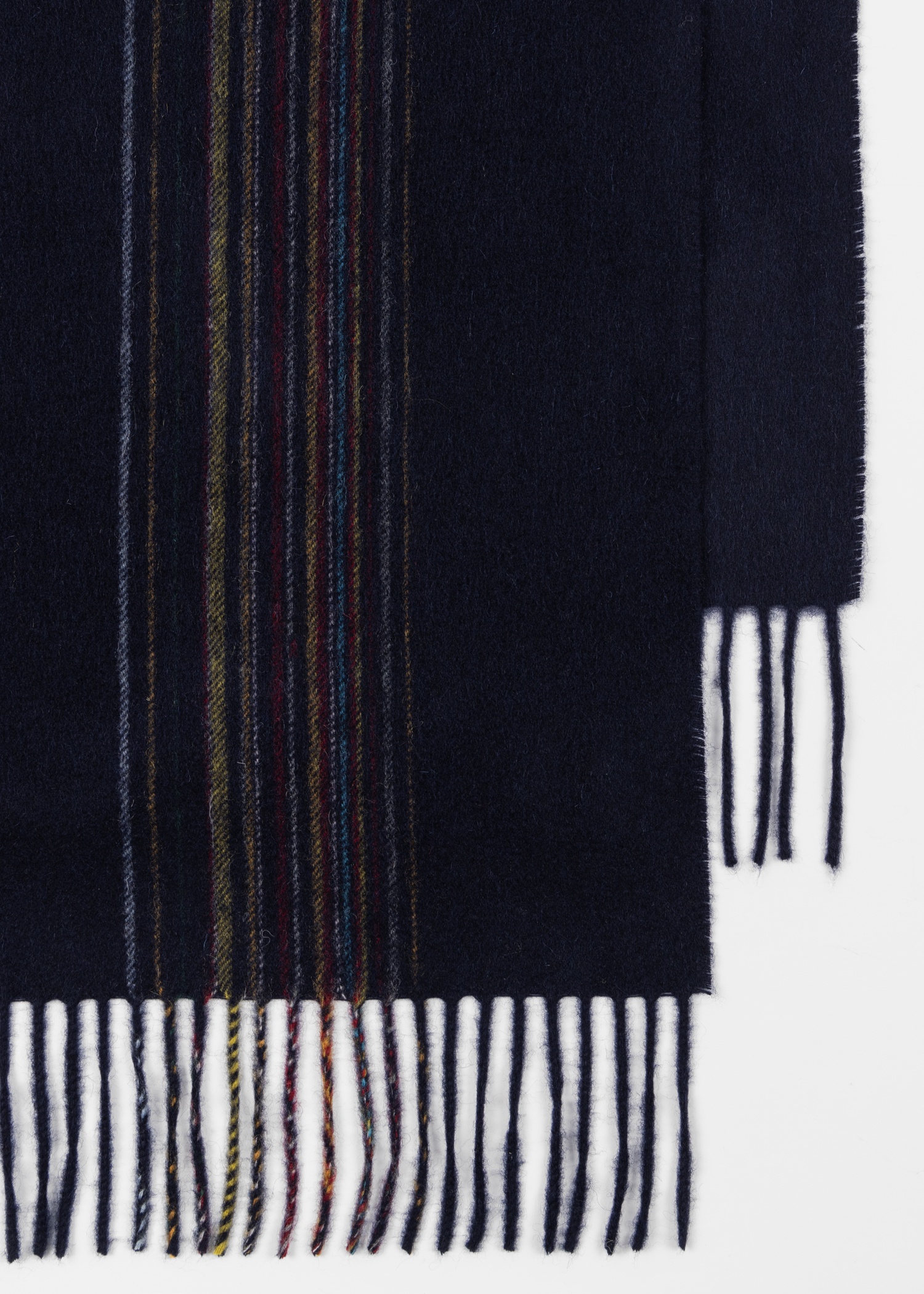 Navy Lambswool-Cashmere 'Signature Stripe' Scarf - 2