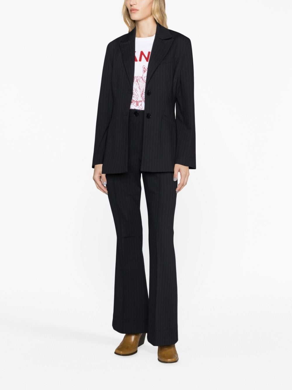 pinstripe flared trousers - 2