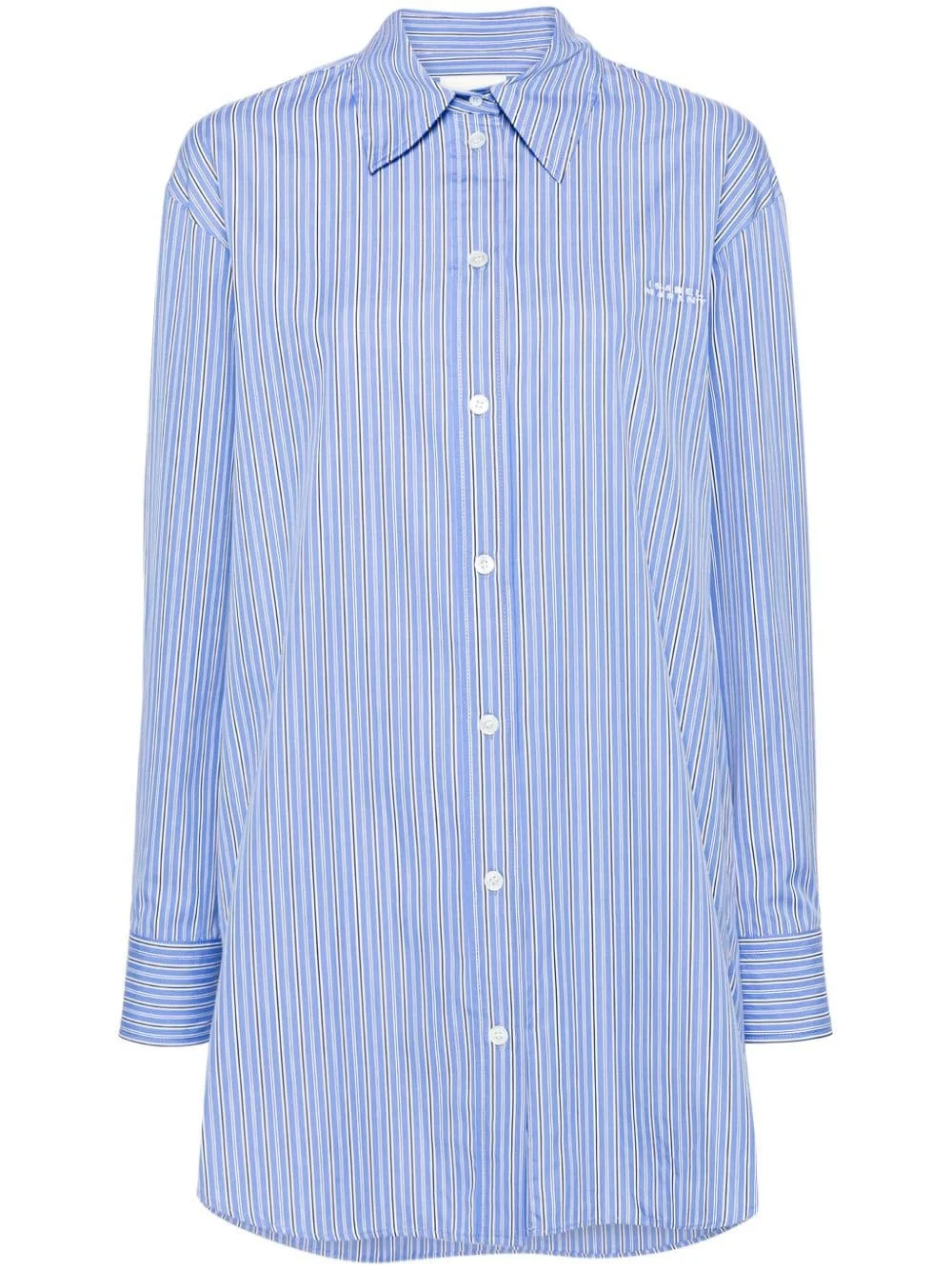 logo-embroidered striped shirt - 1