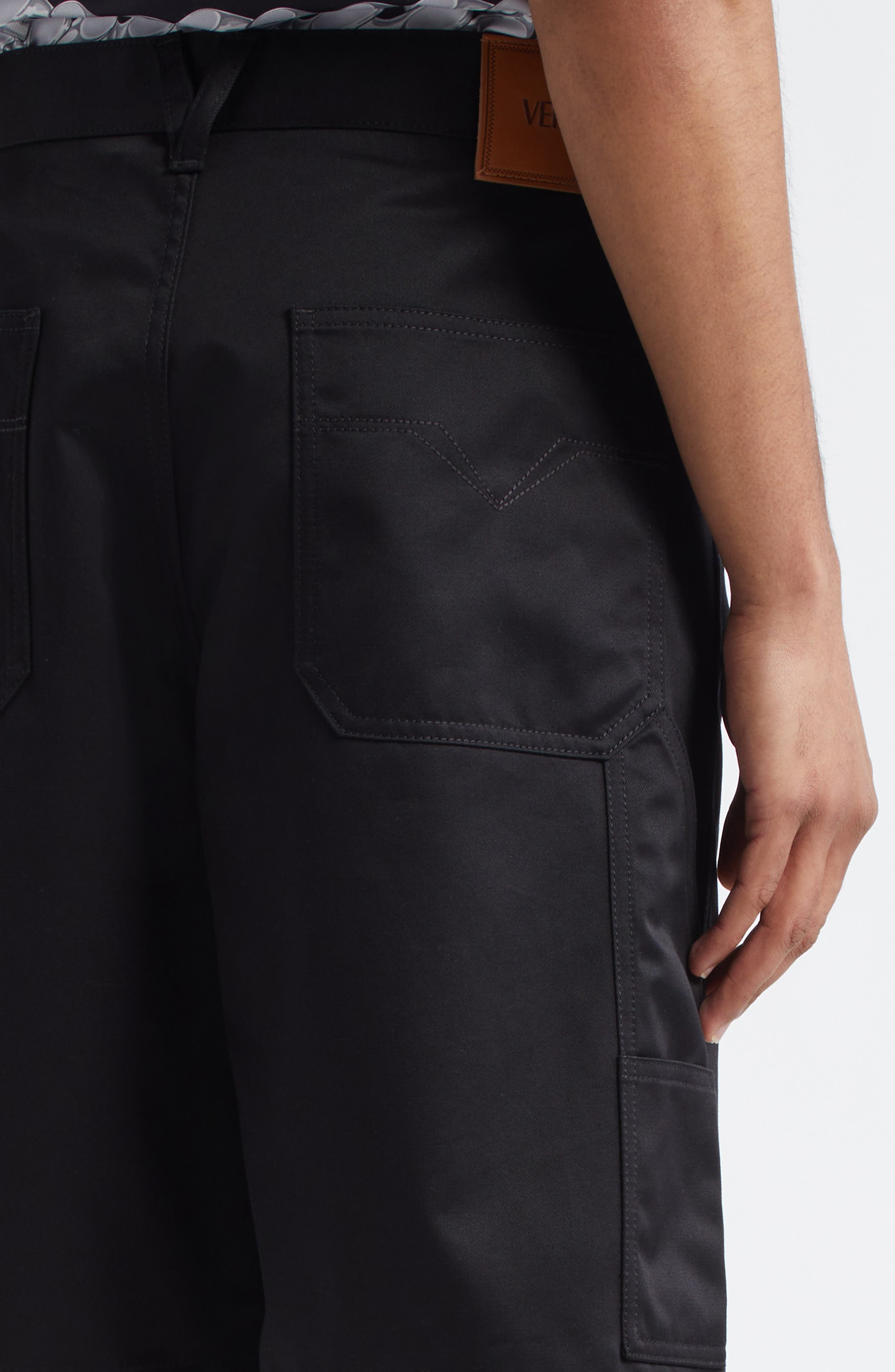 Versace Cotton Gabardine Cargo Shorts in Black at Nordstrom - 5