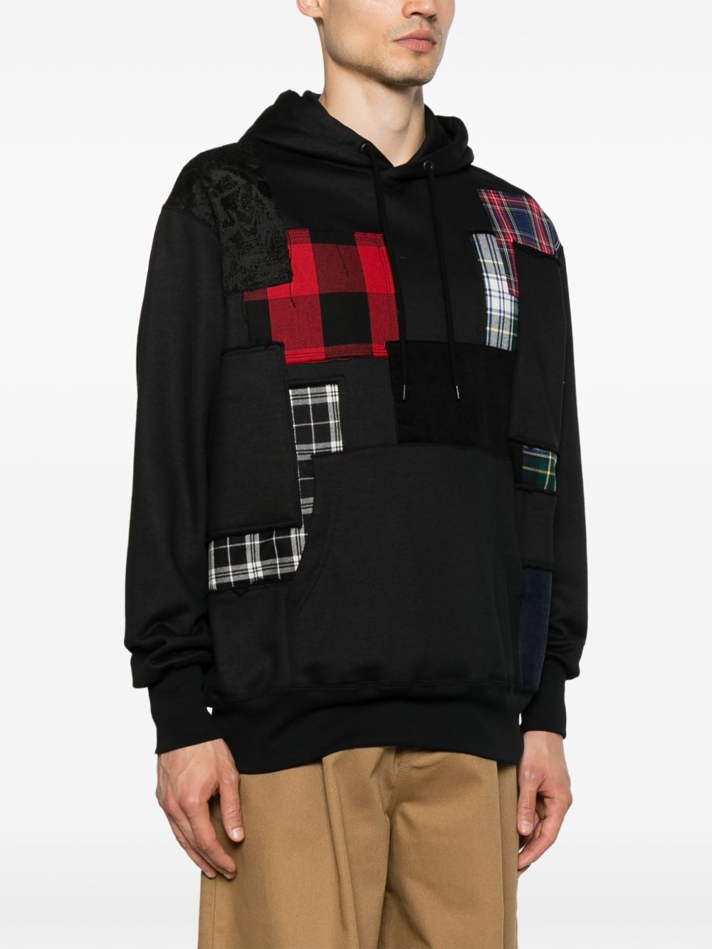 patchwork-detail hoodie - 3