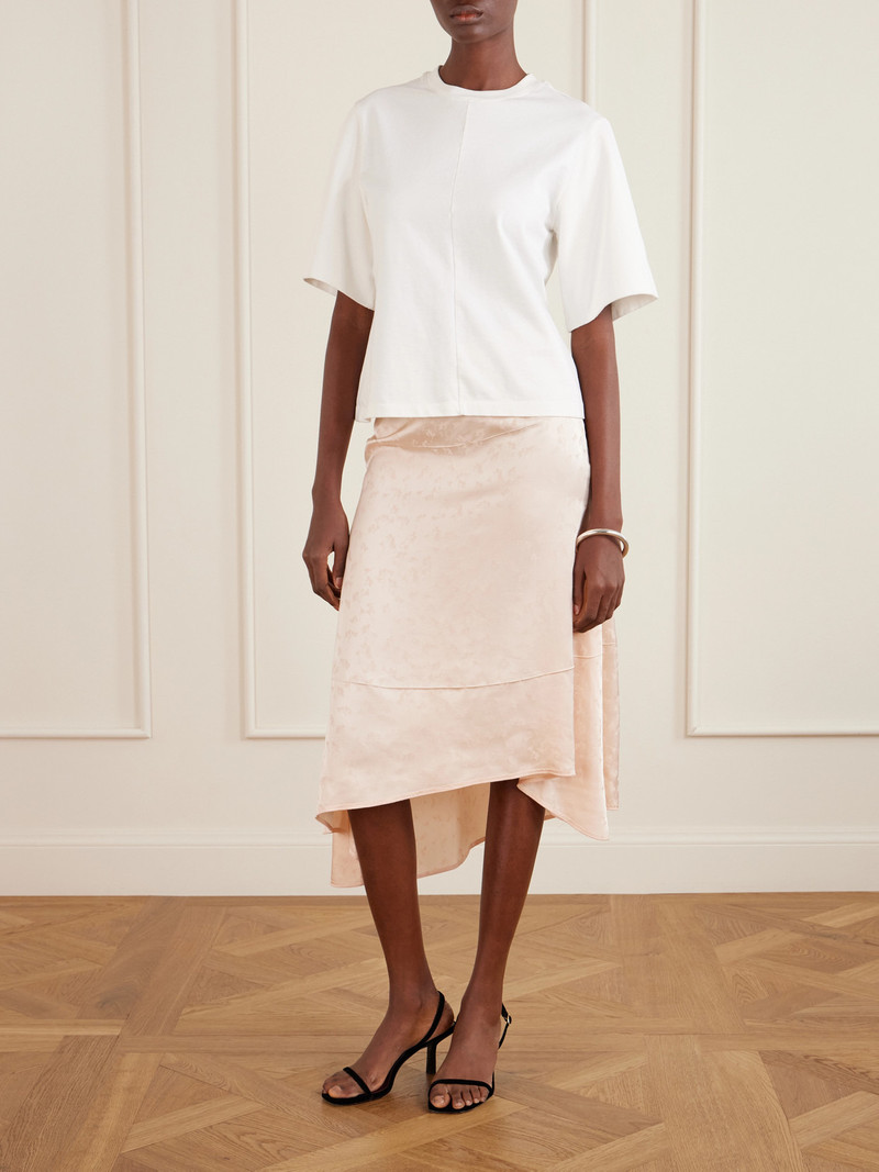 Victoria Beckham Asymmetric Floral-jacquard Satin Midi Skirt outlook