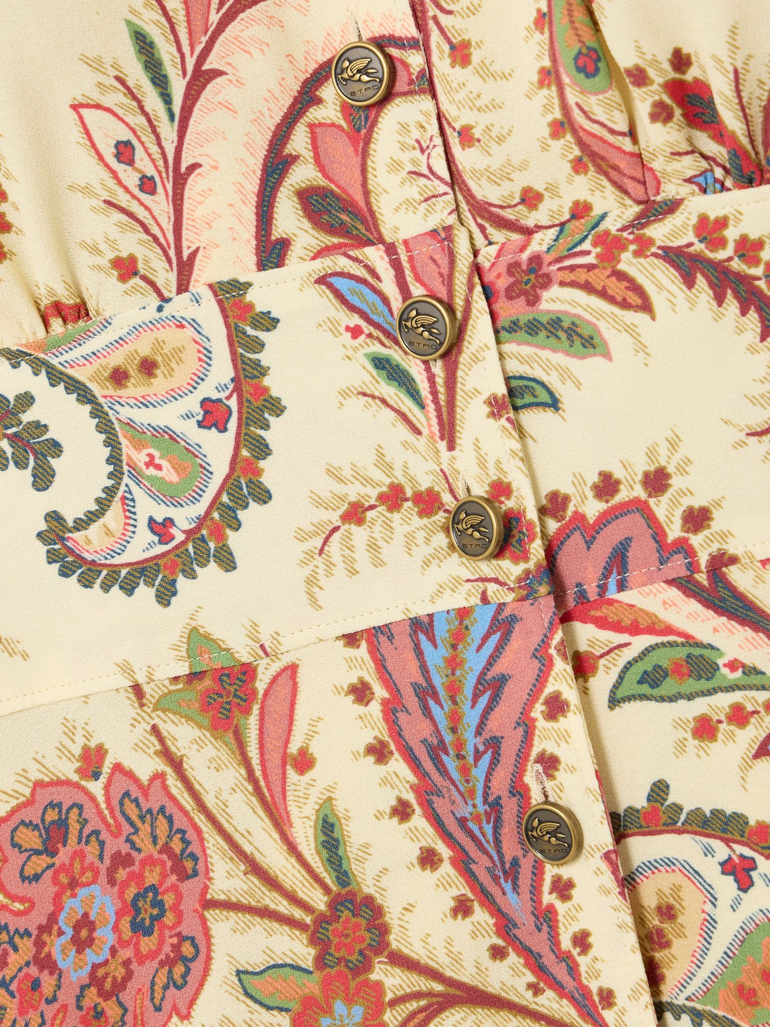 Gathered paisley-print crepe midi shirt dress Multi - 4