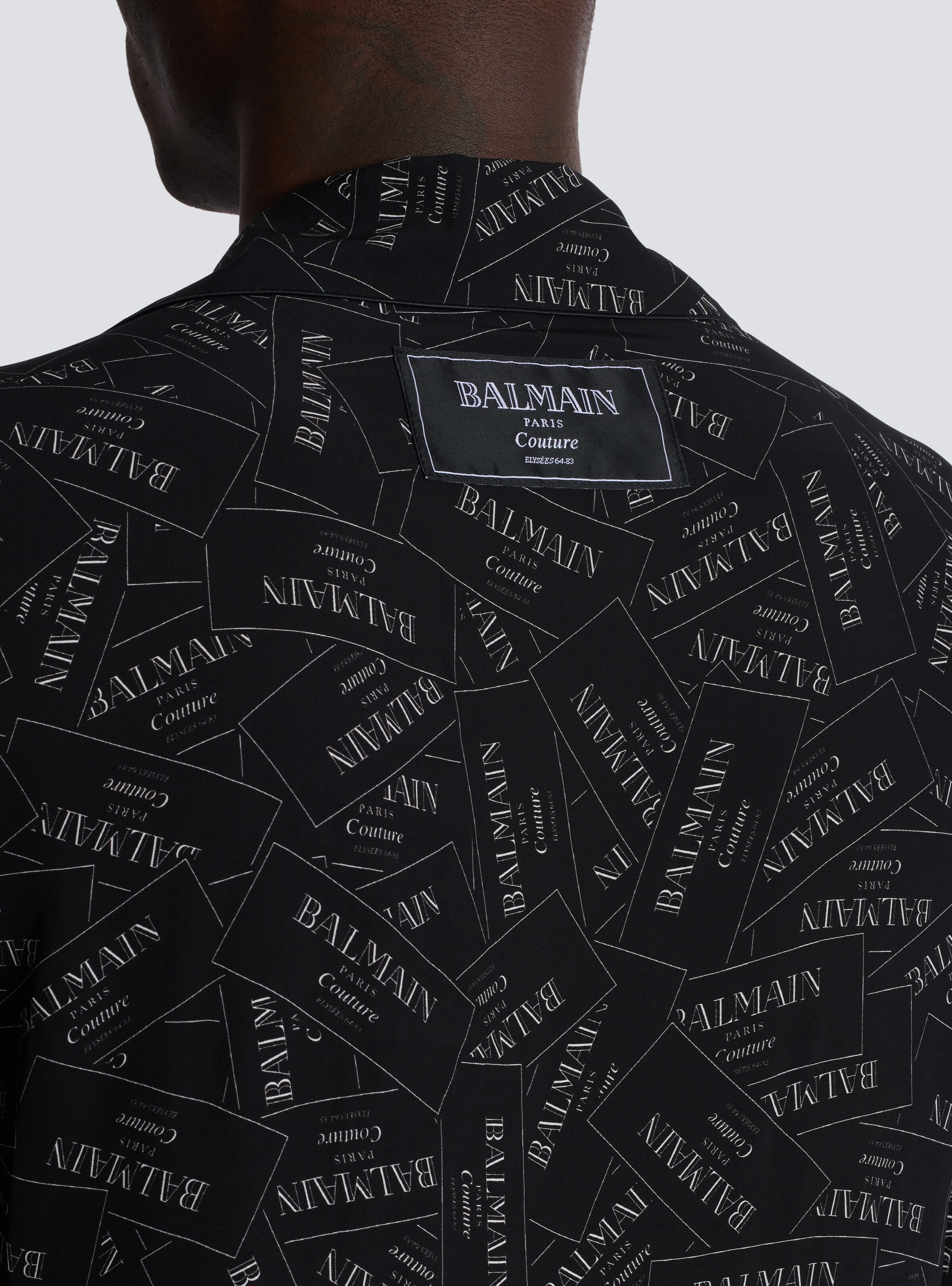 Pyjama shirt with all-over Balmain label print - 8