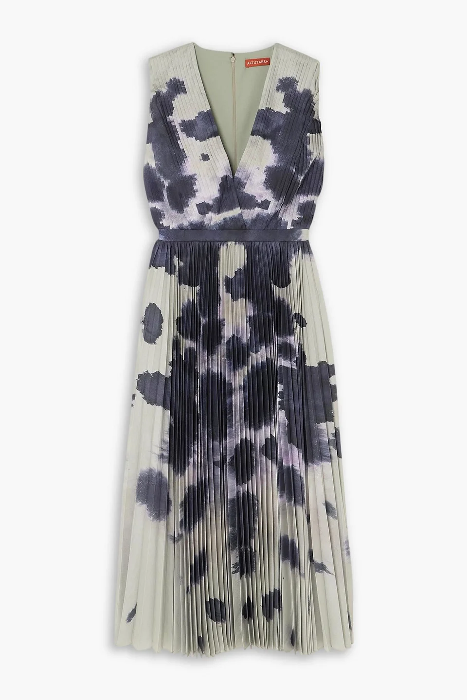 Pamela pleated printed satin midi dress - 1