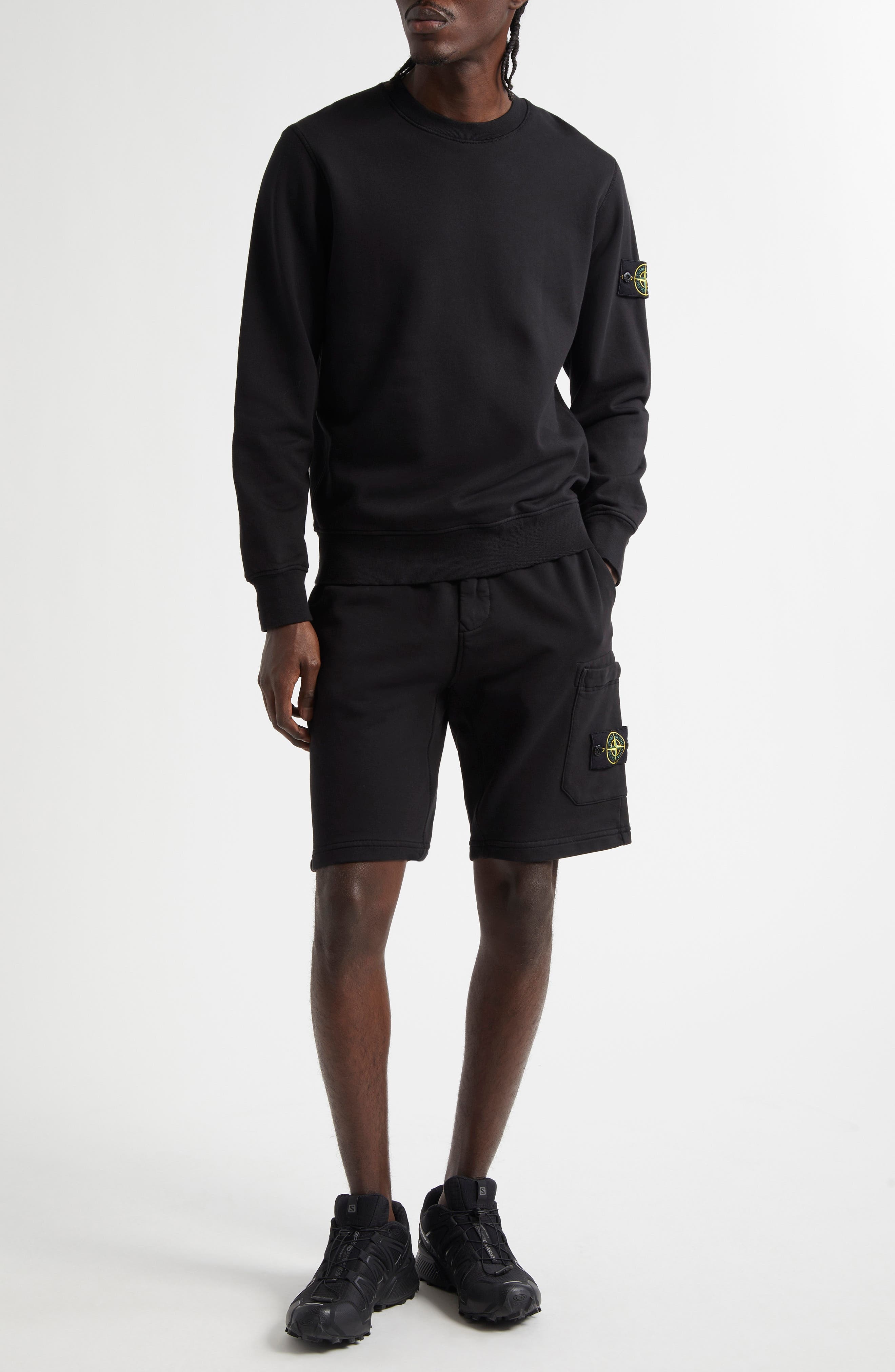 Stone Island Compass Logo Patch Fleece Sweatshirt in Black at Nordstrom - 2