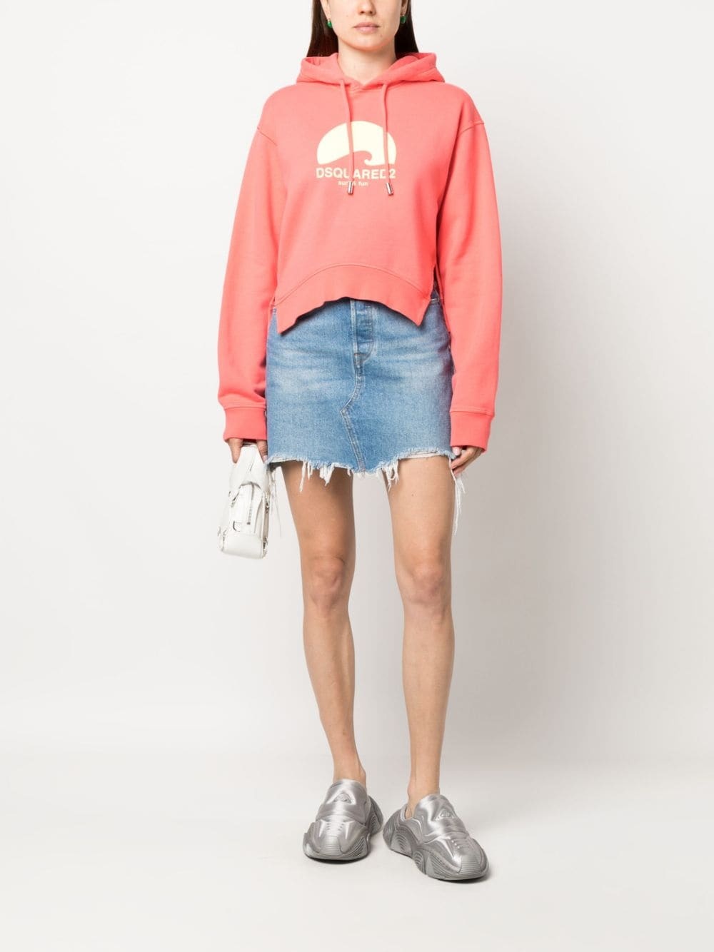 logo-print cotton hoodie - 2