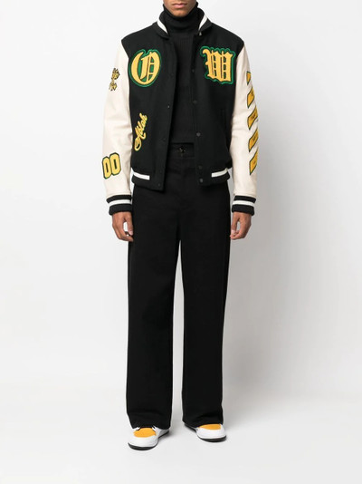 Off-White logo-patch varsity jacket outlook