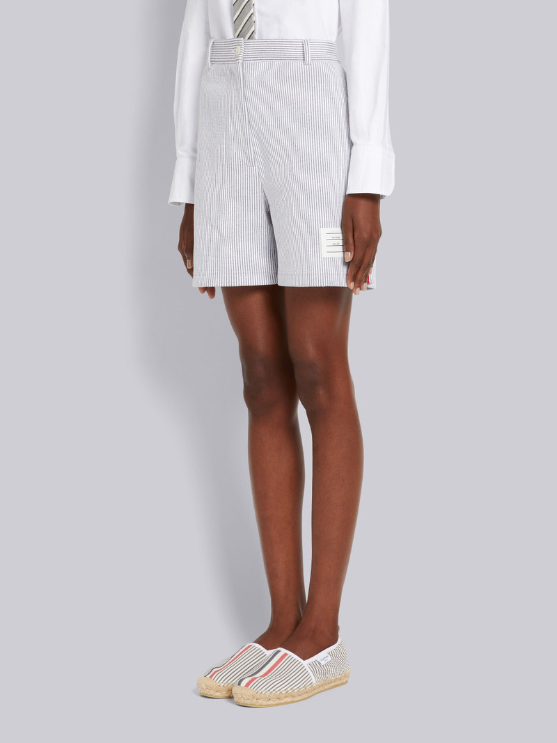 Thom Browne Medium Grey Double Face Tech Seersucker High Waisted Side Vent Short outlook
