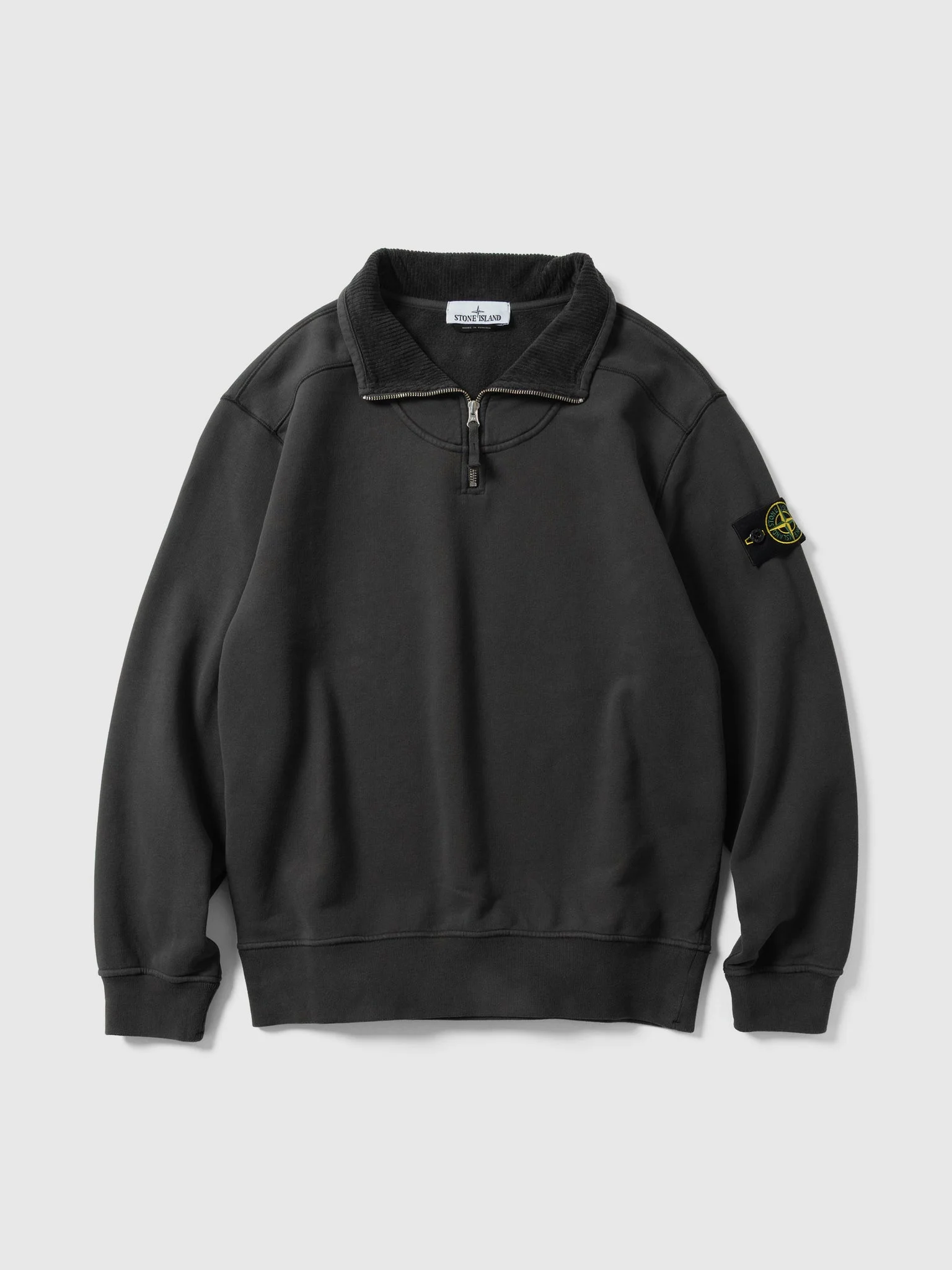Cotton Zip Neck LS Lead Grey - 1