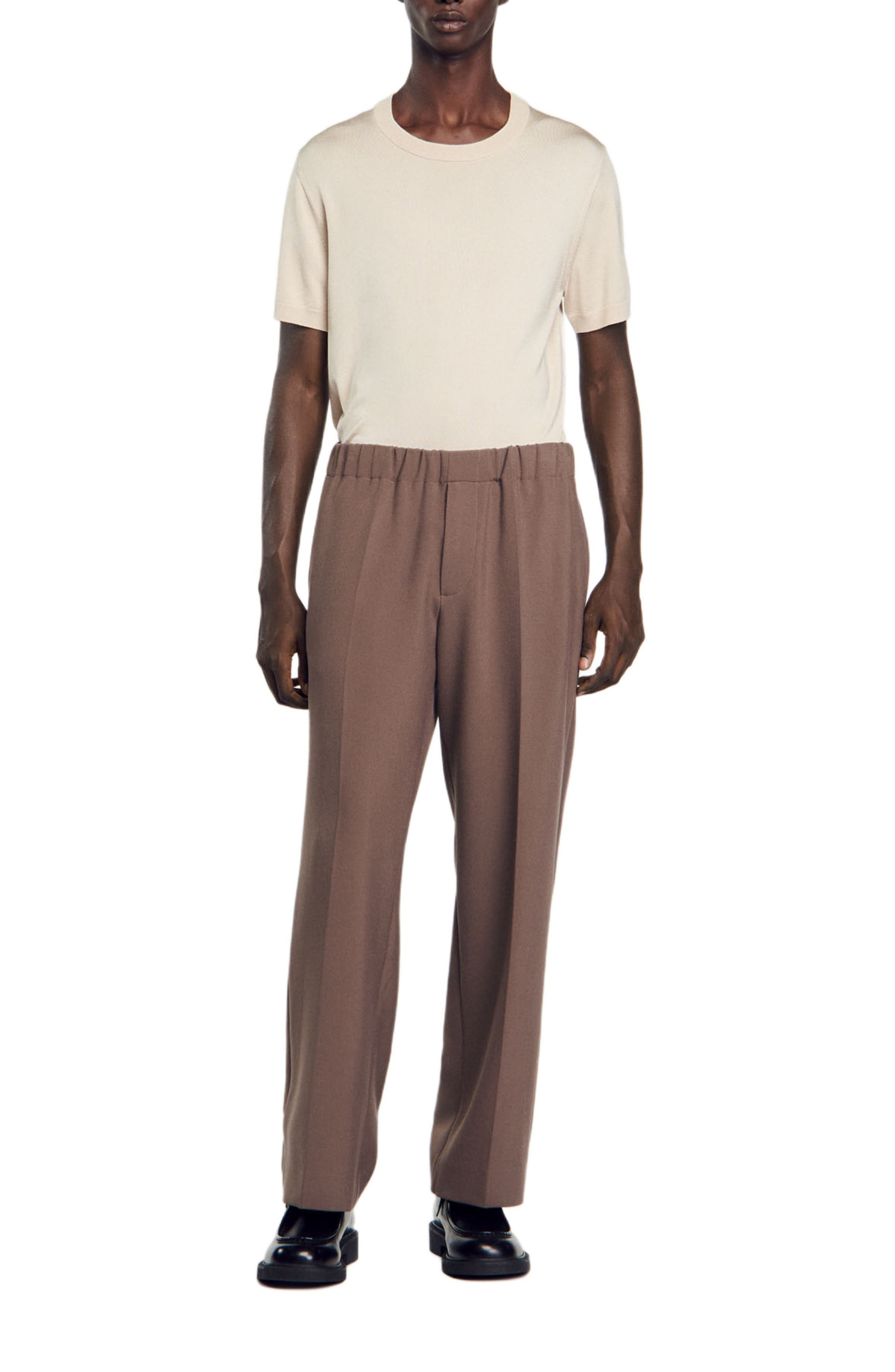SANDRO Wide-leg trousers in Taupe at Nordstrom - 5