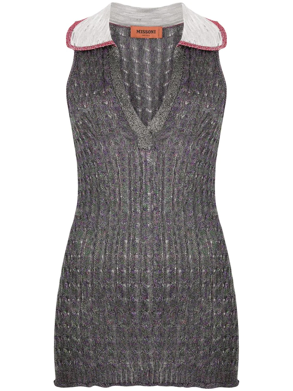 sleeveless cable knit top - 1