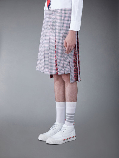 Thom Browne Check Cotton Crepe Low Rise Backstrap Pleated Skirt outlook