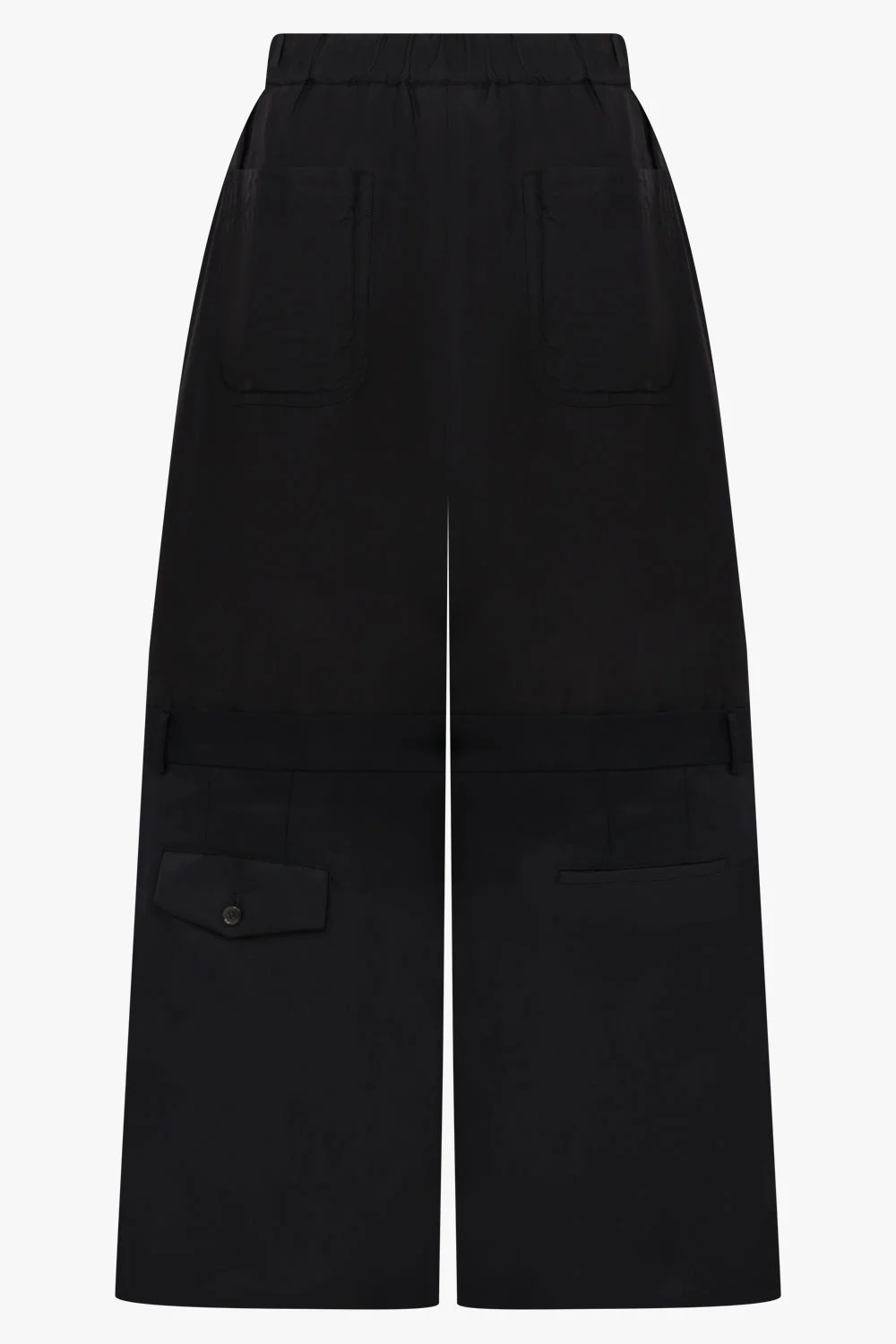 WIDE LEG DOUBLE LAYER PANT | BLACK - 1