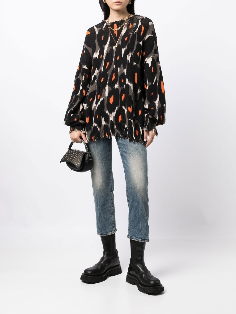 faded cropped jeans - 2
