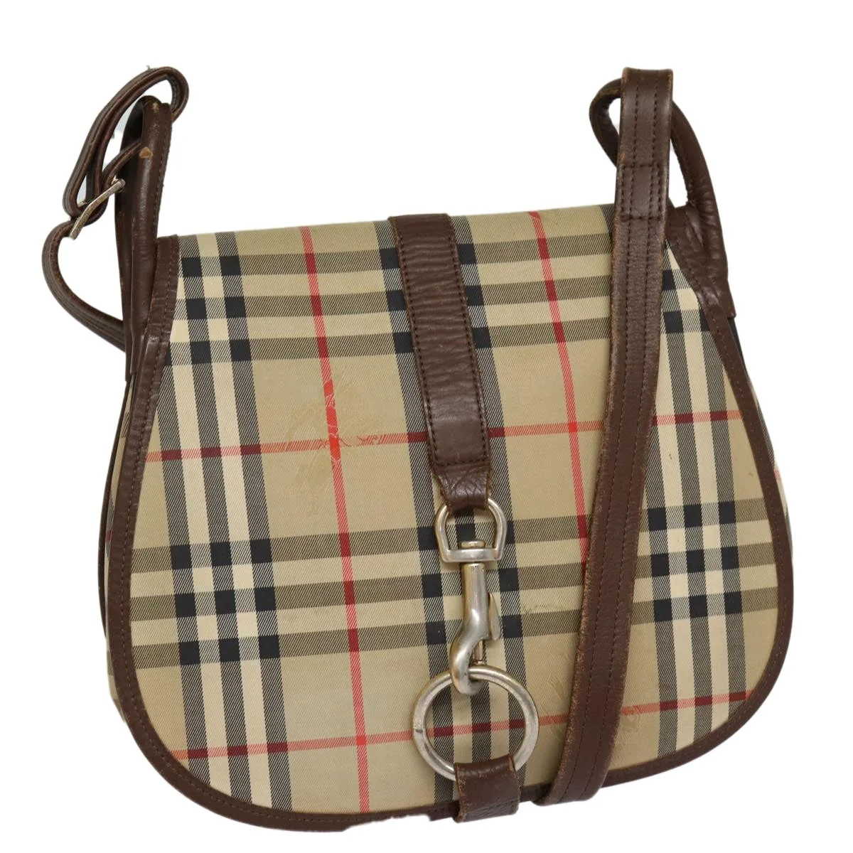 Burberry Nova Check Shoulder Bag Canvas Leather Beige Brown - 1