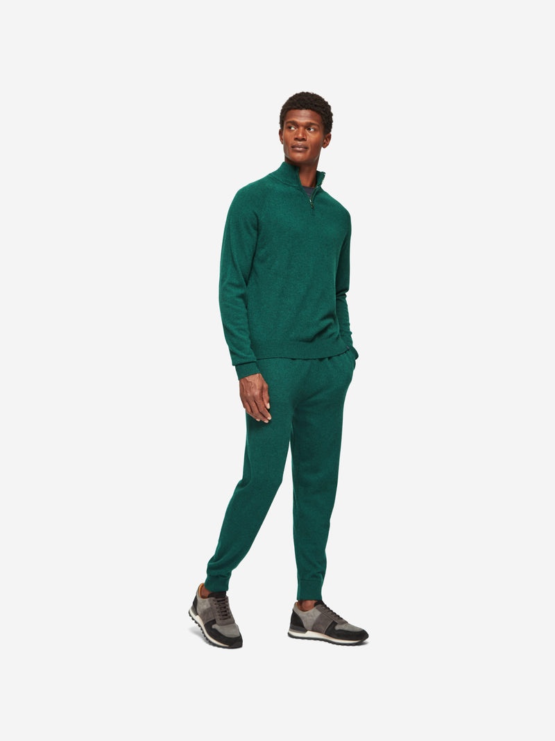 Men's Half-Zip Sweater Finley Cashmere Dark Green Heather - 3
