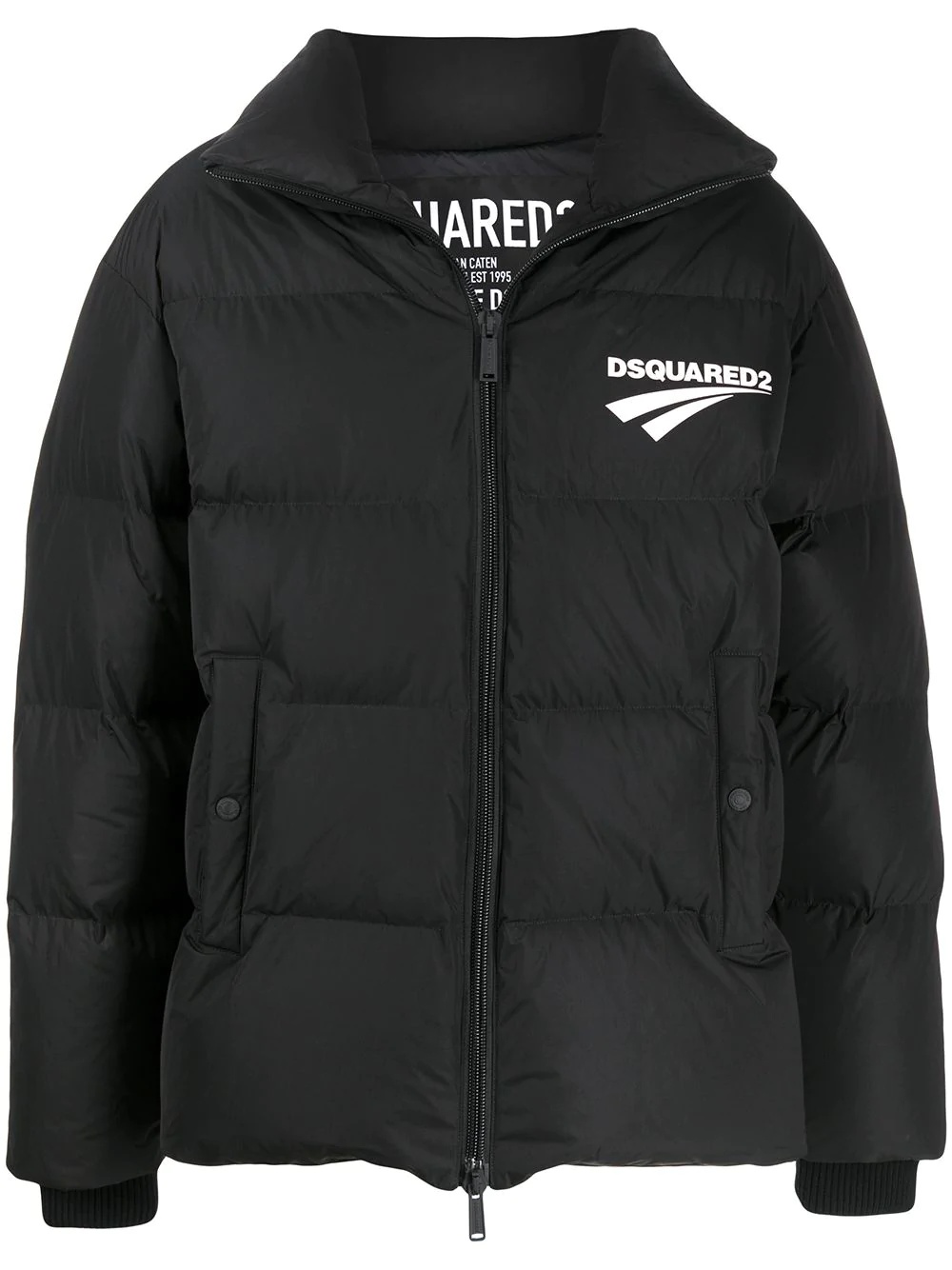 logo-print padded jacket - 1